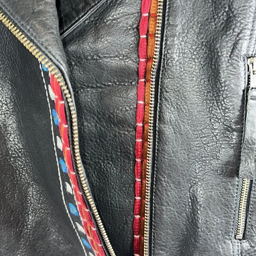 FREE PEOPLE MARI MOTO LEATHER JACKET NEW MEDIUM - Picture 13 of 16